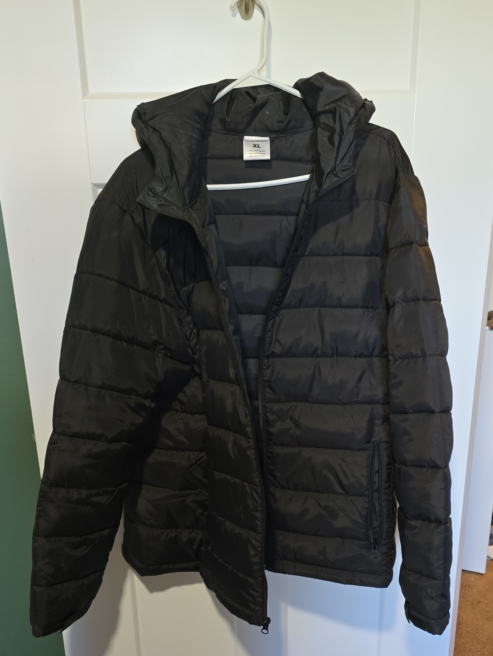 Women's Black Hooded Puffer Jacket - Lightweight Insulated